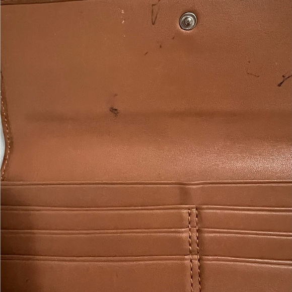 COACH Brown Monogram Fold Over Wallet - 3 Bill Pocket, Zip Pocket, 12 Card Slots - Picture 11 of 11